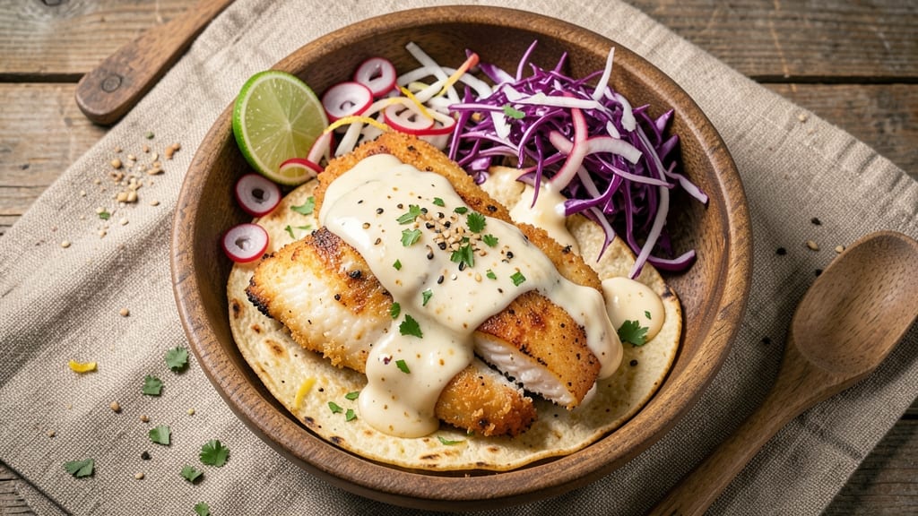 Baja Fish Tacos Recipe With White Sauce: Crispy Beer-Battered Fish and Cool Creamy Dip